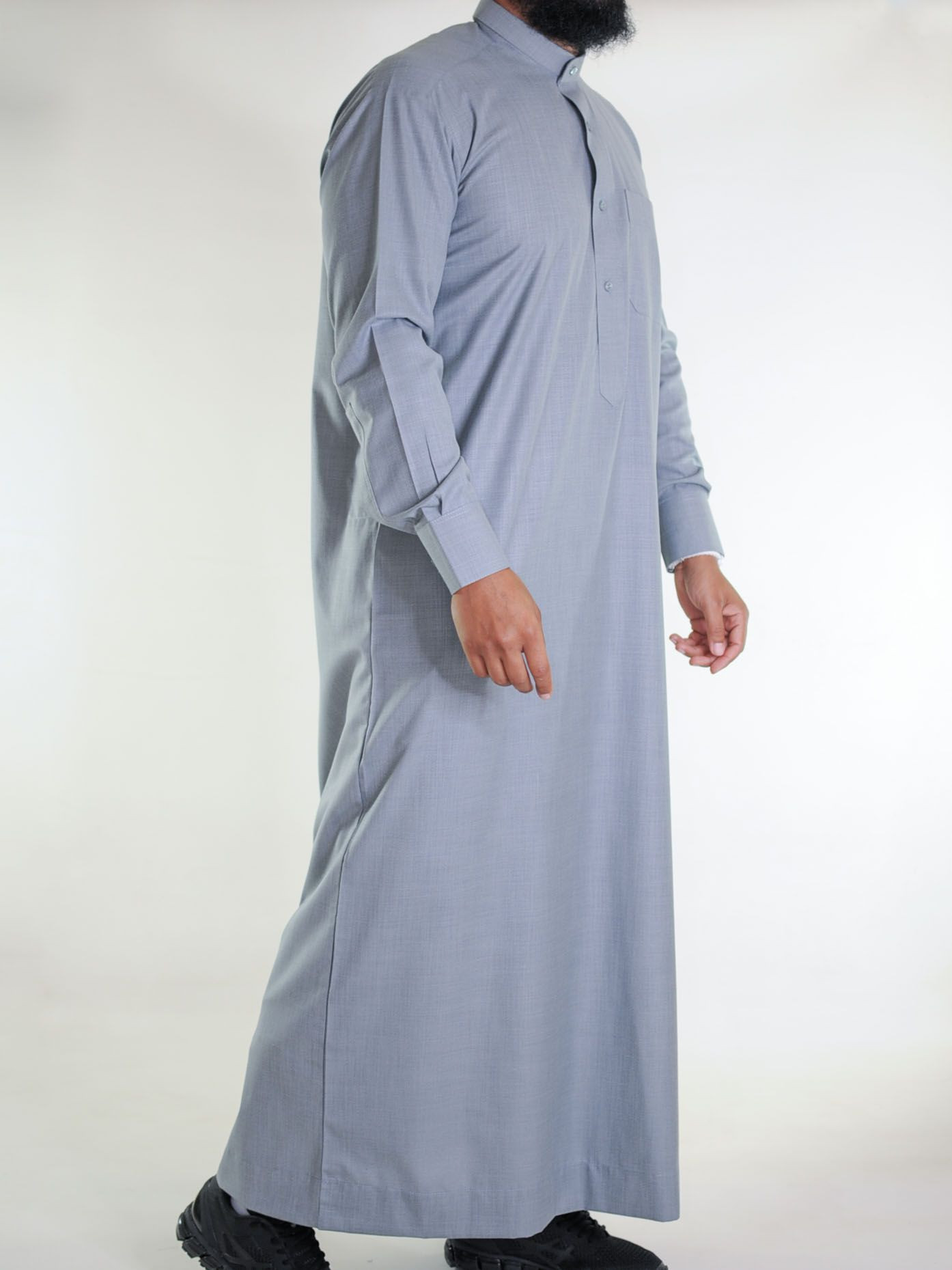 Qamis saoudien en lin - gris foncé
