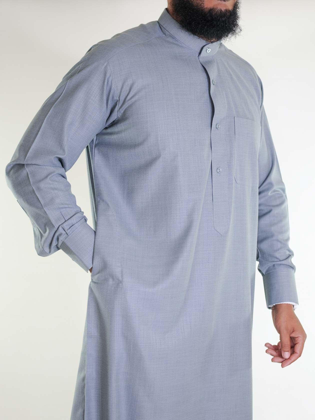Qamis saoudien en lin - gris foncé