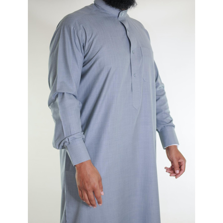 Qamis saoudien en lin - gris foncé
