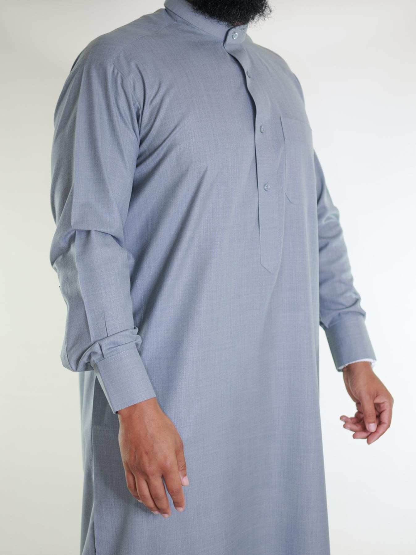 Qamis saoudien en lin - gris foncé