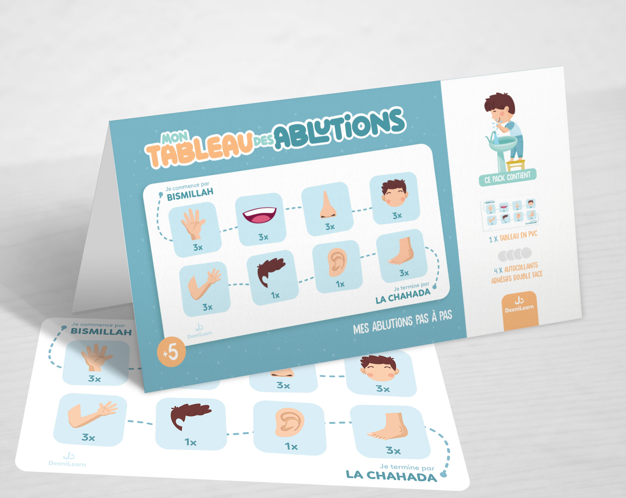 Mon tableau des ablutions Bleu – Mes ablutions pas à pas  - Edition Deenilearn