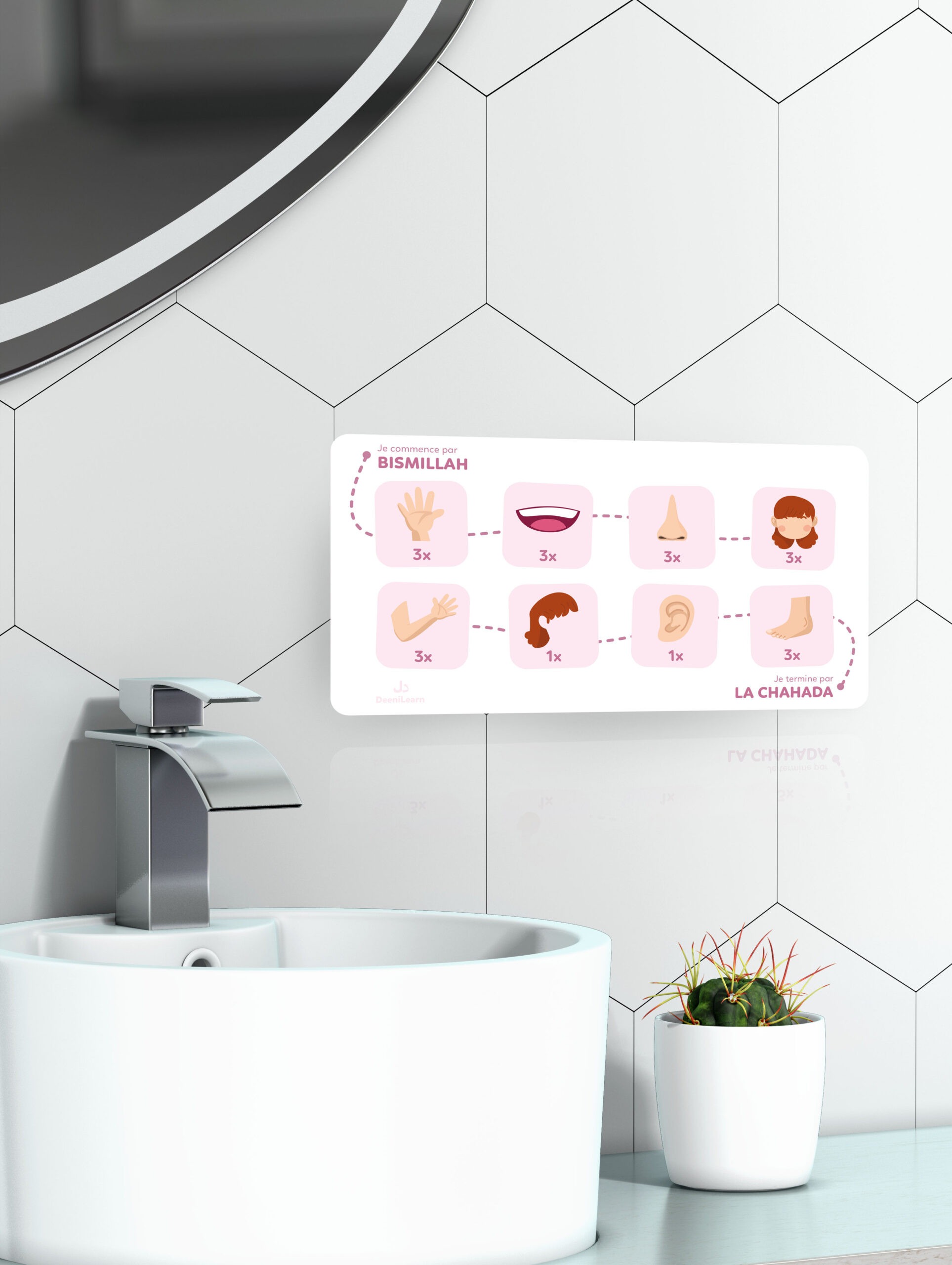 Mon tableau des ablutions Rose – Mes ablutions pas à pas  - Edition Deenilearn
