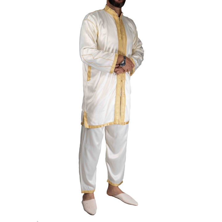 Jabador homme 2 Pièces - Blanc cassé et doré