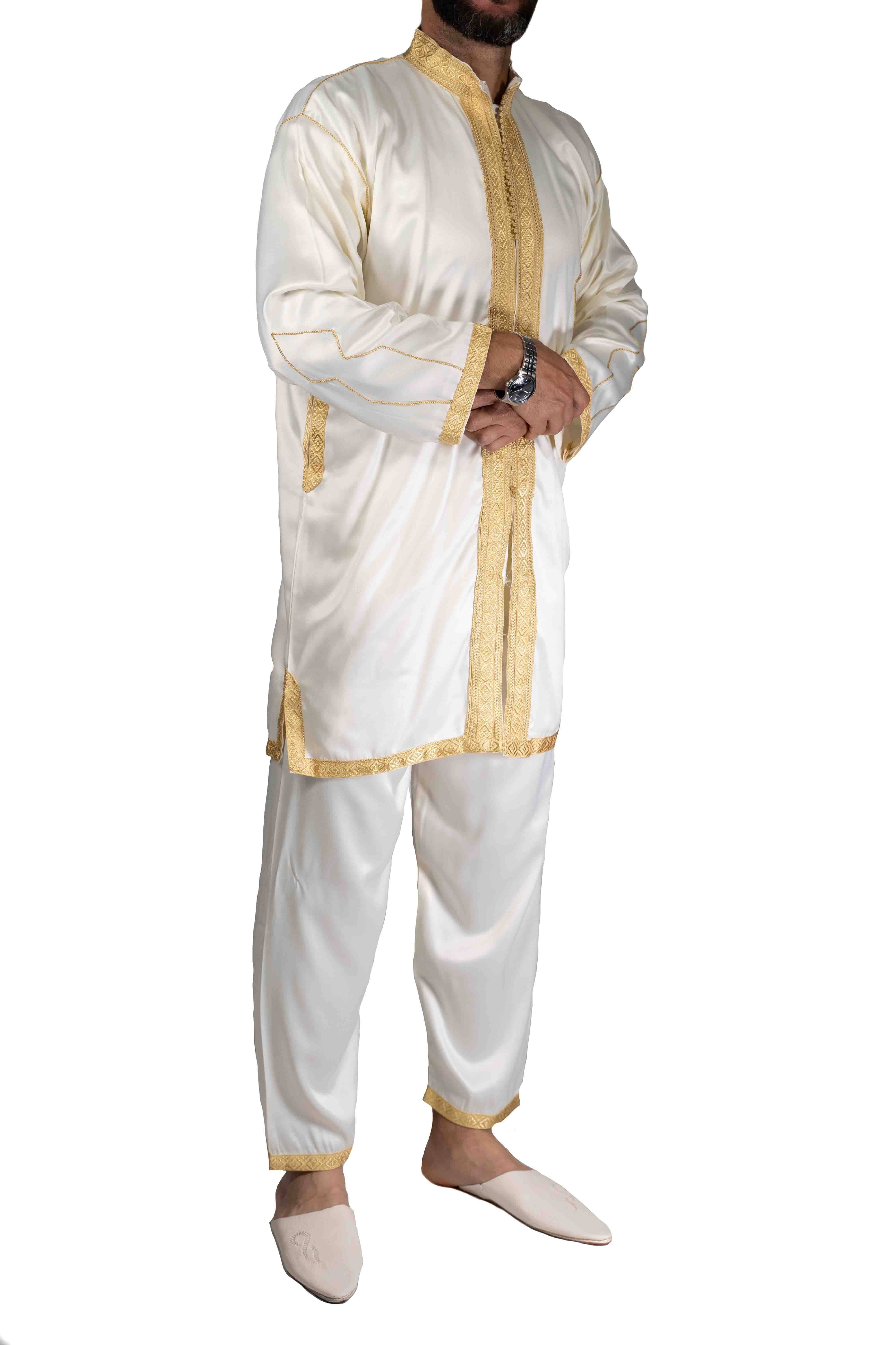 Jabador homme 2 Pièces - Blanc cassé et doré