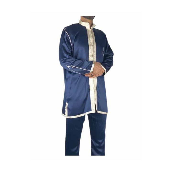 Jabador homme 2 Pièces - Bleu et broderie doré