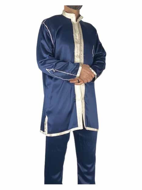 Jabador homme 2 Pièces - Bleu et broderie doré