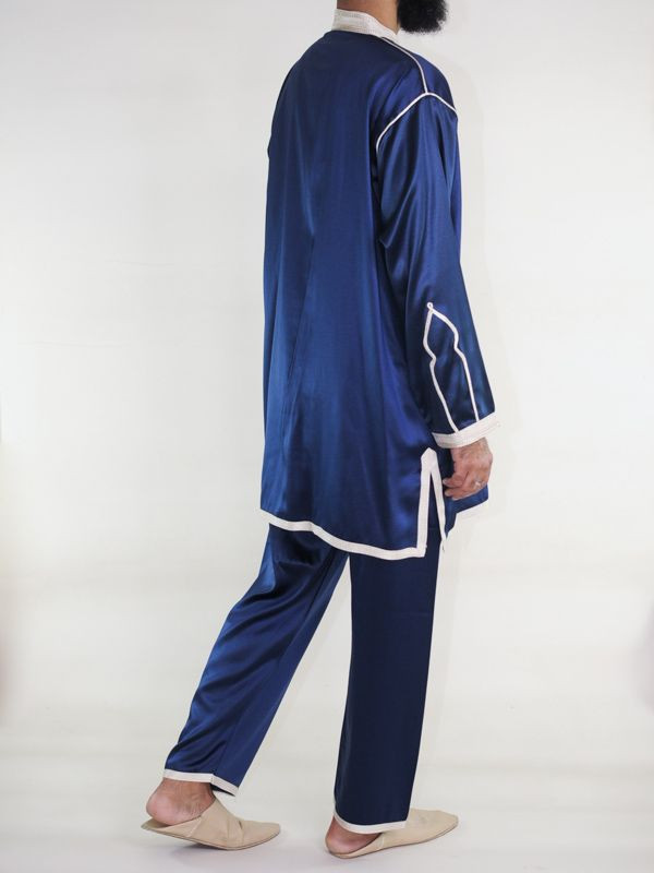 Jabador homme 2 Pièces - Bleu et broderie doré