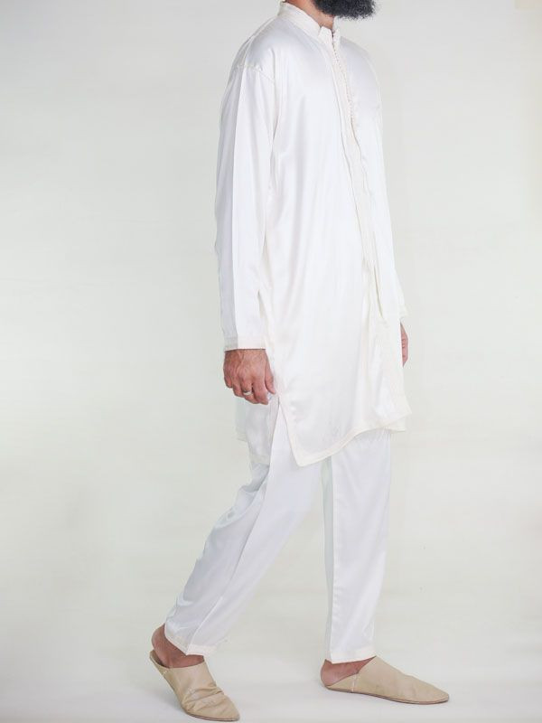 Jabador homme 2 Pièces - Blanc cassé et Broderie Crème