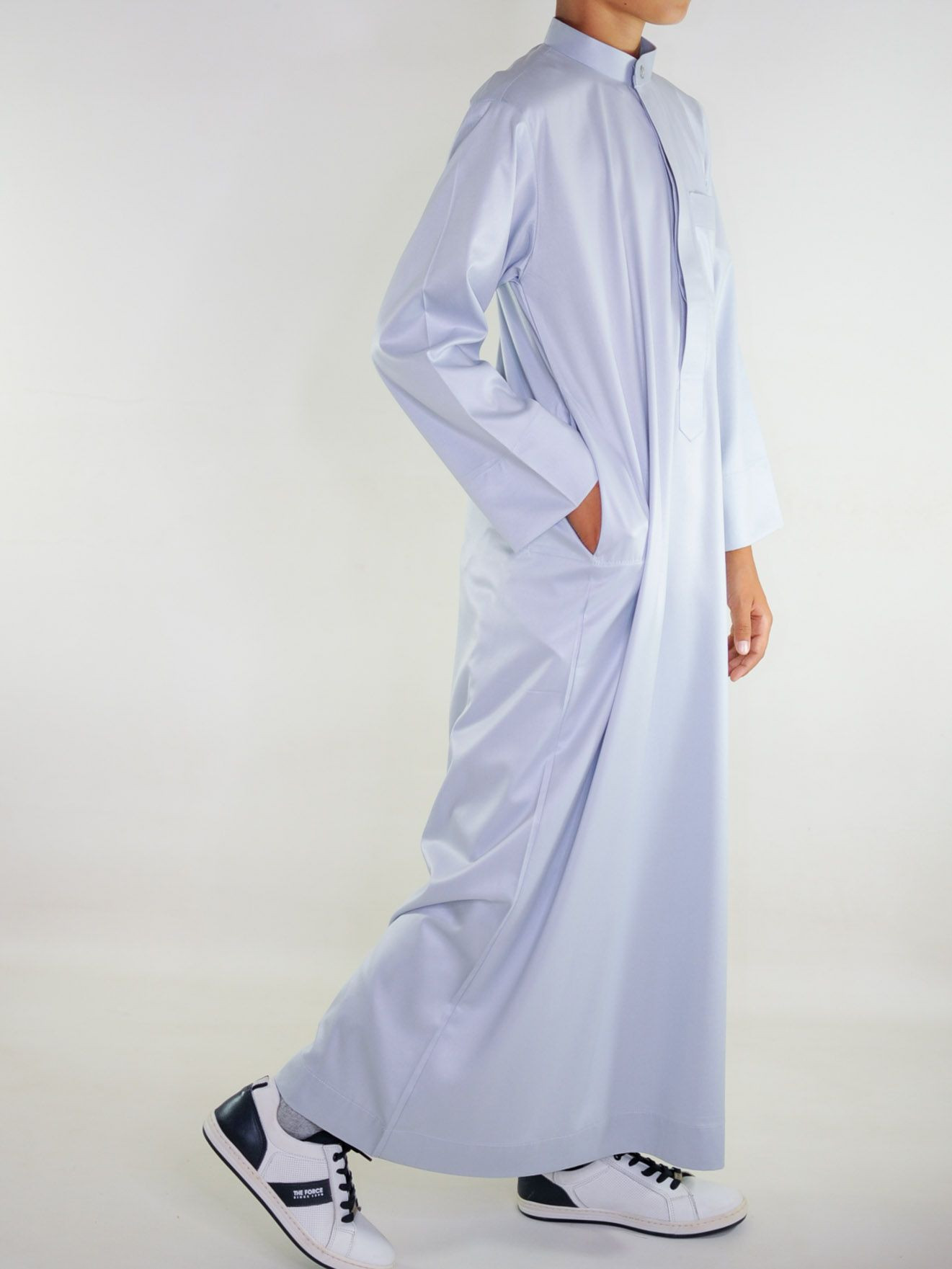Qamis Enfant saoudien satiné - gris clair