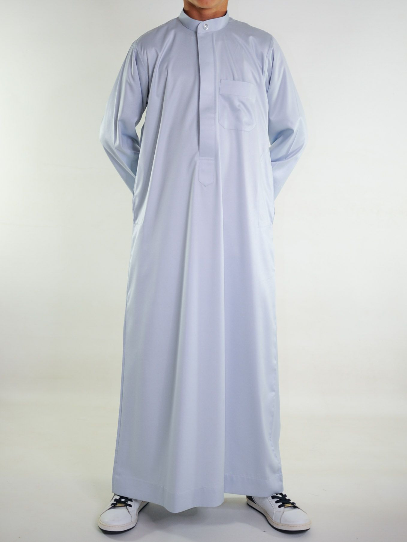 Qamis Enfant saoudien satiné - gris clair