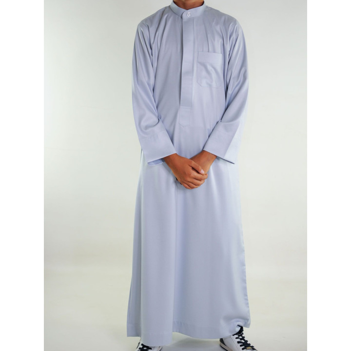 Qamis Enfant saoudien satiné - gris clair