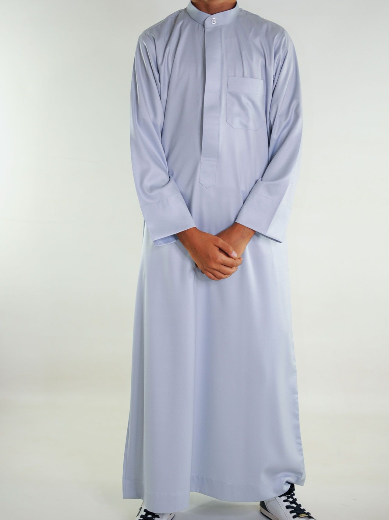Qamis Enfant saoudien satiné - gris clair