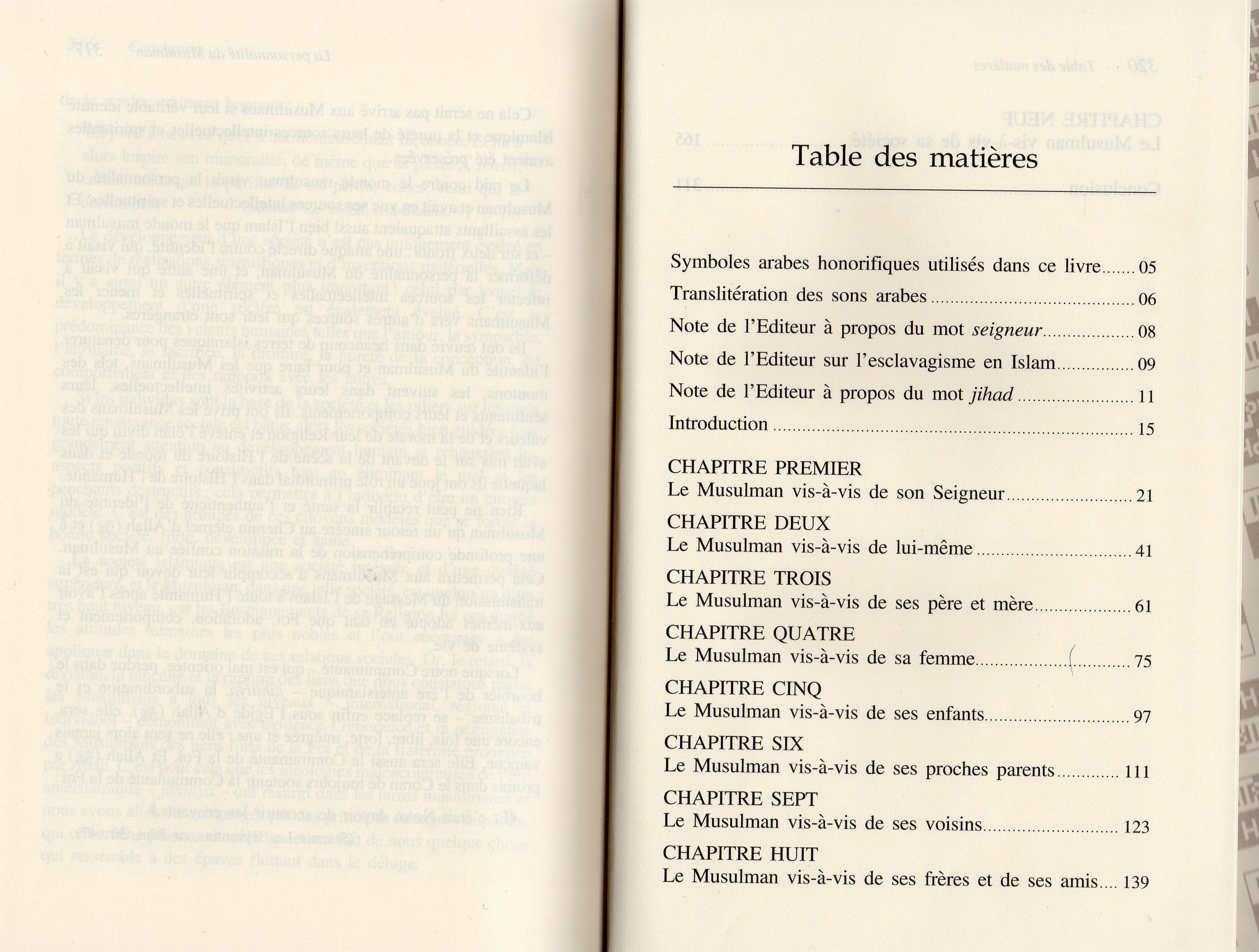 LA PERSONNALITE DU MUSULMAN