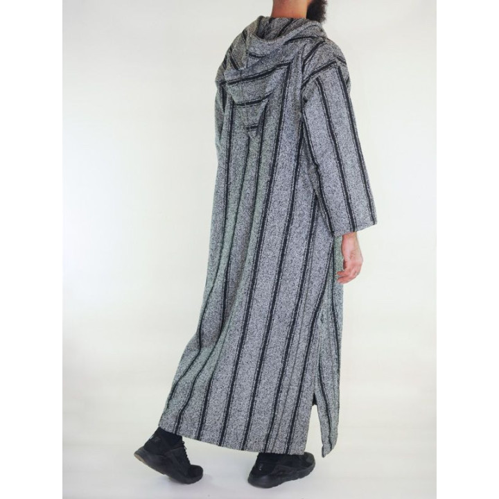 Djellaba marocaine Ouazzania hiver - Gris foncé rayé
