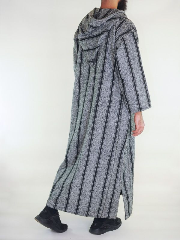 Djellaba marocaine Ouazzania hiver - Gris foncé rayé