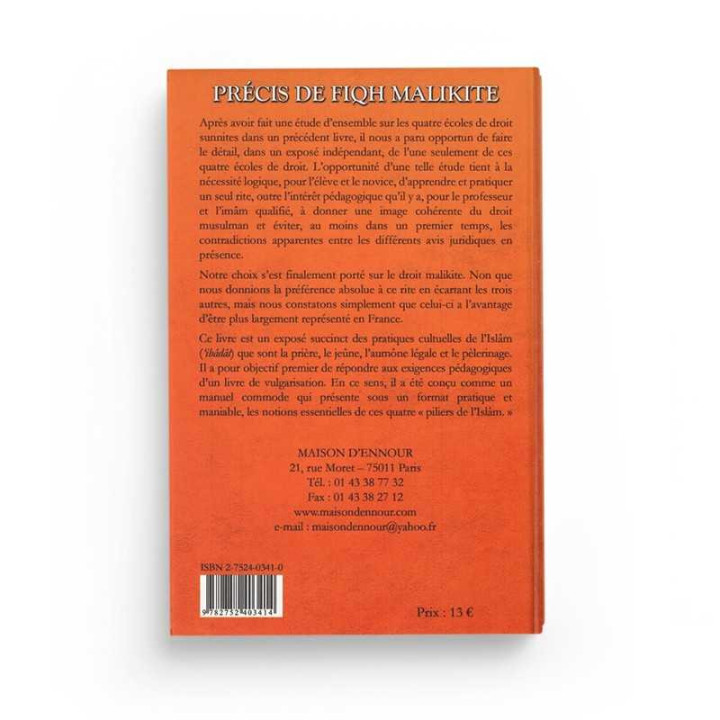 Précis de Fiqh Malikite écrit par Corentin Pabiot paru aux E. Ennour