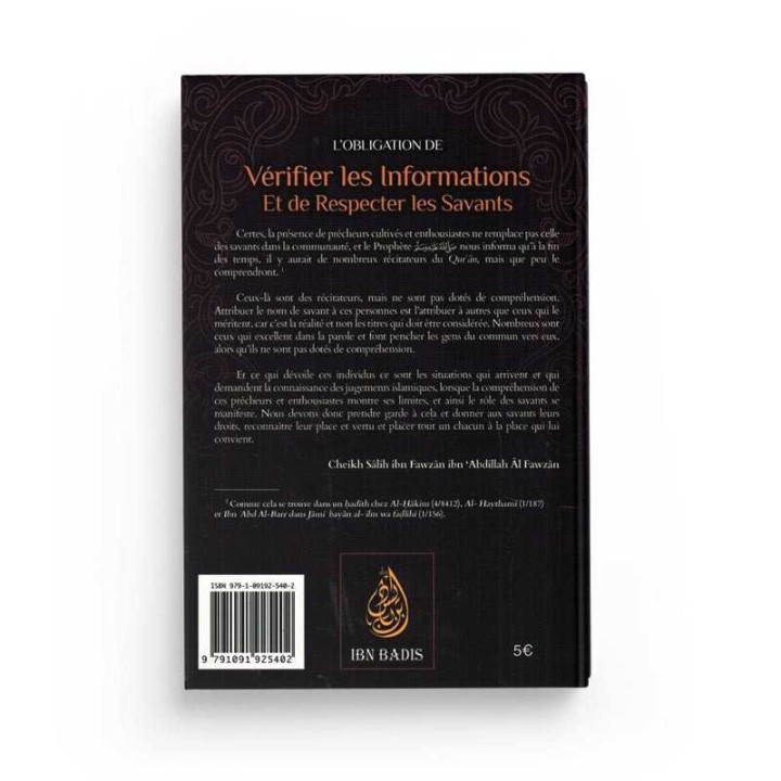 L'obligation de vérifier les Informations et de respecter les Savants