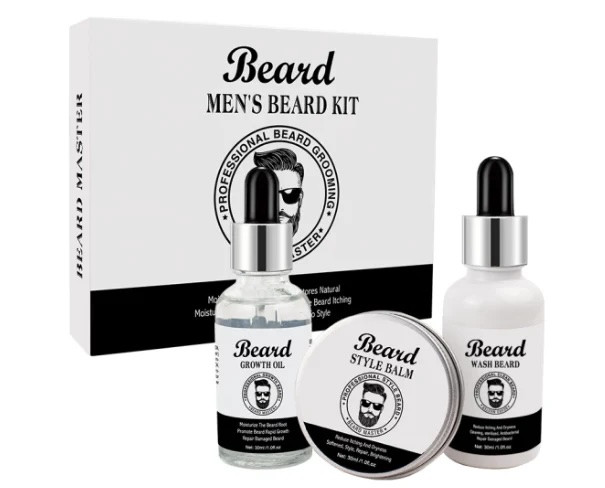Coffret barbe: huile, shampoing et baume pour barbe