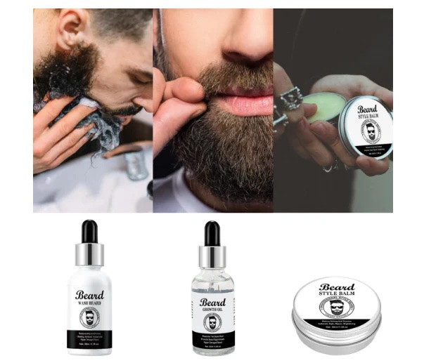 Coffret barbe: huile, shampoing et baume pour barbe