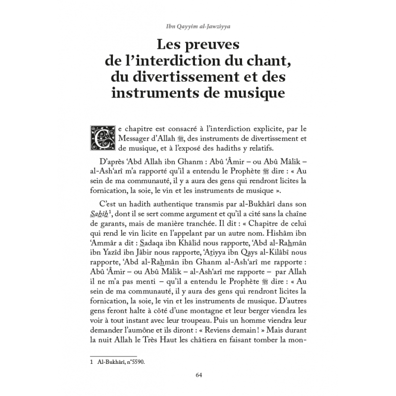 La musique & les chants - Ibn Qayyim al-Jawziyya - Editions Al Hadith