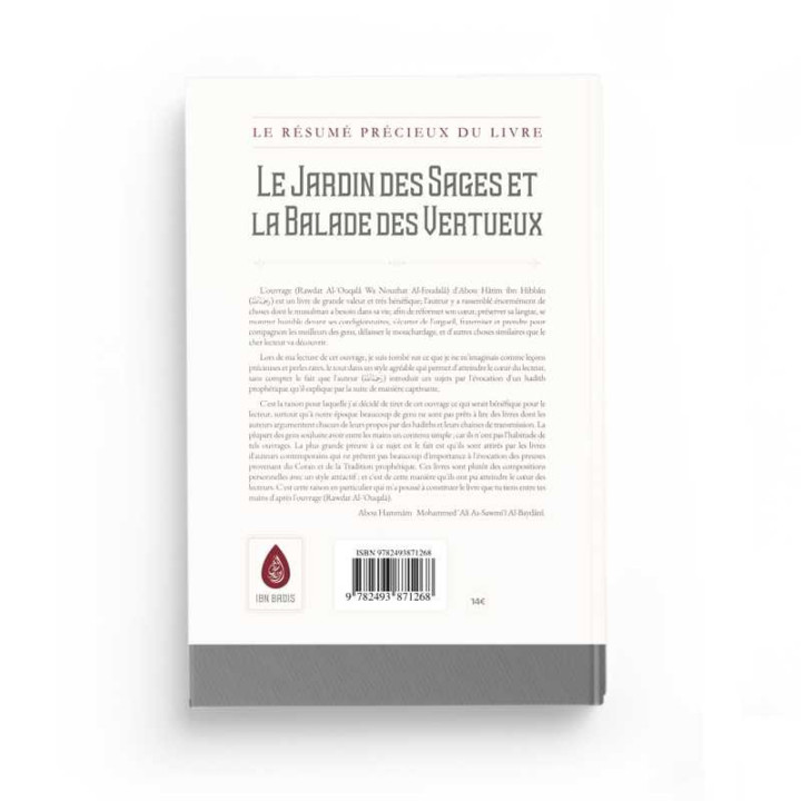 Le jardin des sages et la balade des vertueux - Al-Busti - Editions Ibn Badis