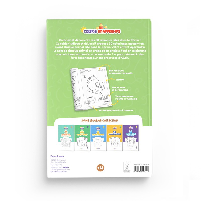 Colorie et apprends : Les 30 animaux cités dans le Coran - Editions DeeniLearn