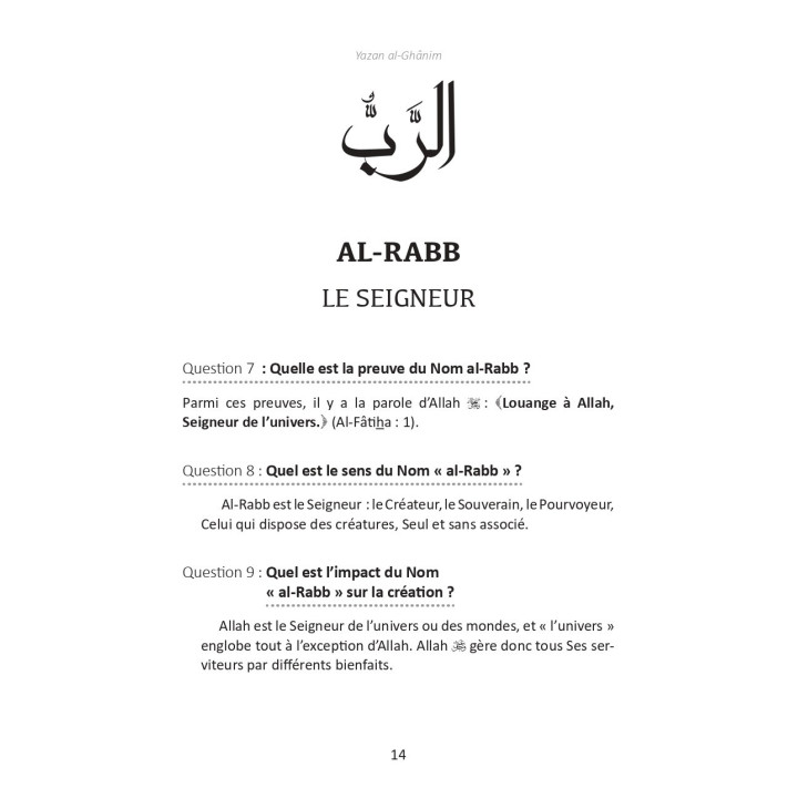 L'éducation par les noms d'ALLAH, comment faire aimer Allah à nos jeunes -Yazan al-Ghânim - Editions Al Hadith