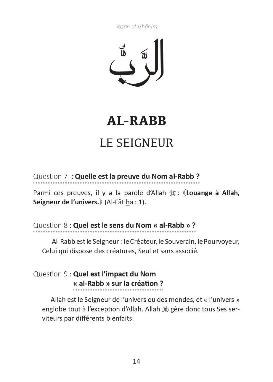 L'éducation par les noms d'ALLAH, comment faire aimer Allah à nos jeunes -Yazan al-Ghânim - Editions Al Hadith