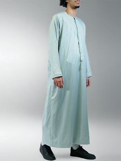Qamis Emirati Vert d'eau - Satiné Precious