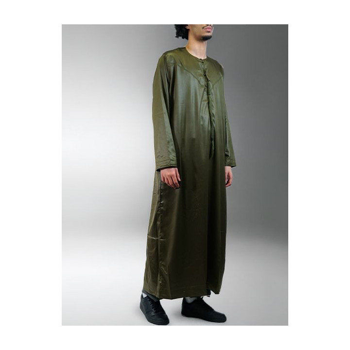 Qamis Emirati Kaki - Satiné Precious