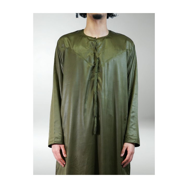 Qamis Emirati Kaki - Satiné Precious
