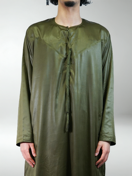 Qamis Emirati Kaki - Satiné Precious