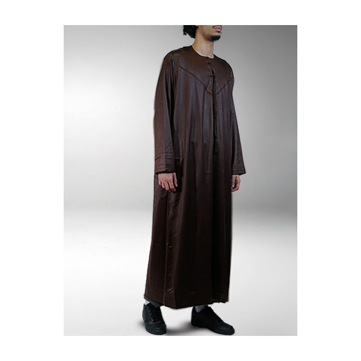 Qamis Emirati Marron - Satiné Precious
