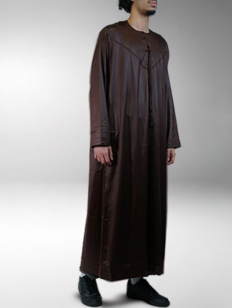 Qamis Emirati Marron - Satiné Precious