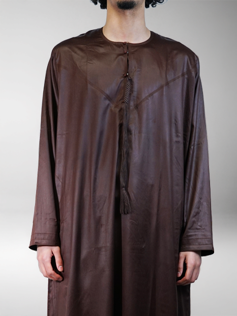 Qamis Emirati Marron - Satiné Precious
