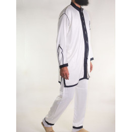 Jabador homme 2 Pièces - Blanc cassé avec broderie Bleu Marine