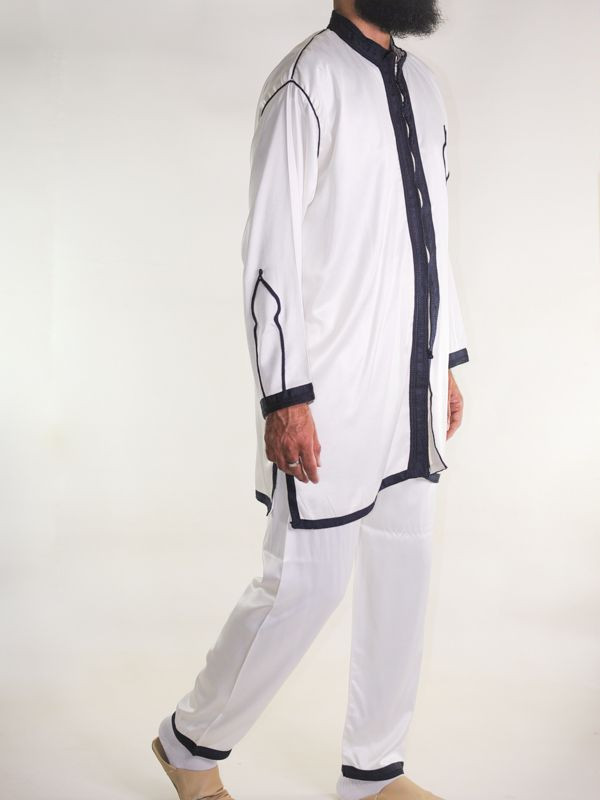 Jabador homme 2 Pièces - Blanc cassé avec broderie Bleu Marine