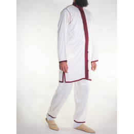 Jabador homme 2 Pièces - Blanc cassé avec broderie Grenat