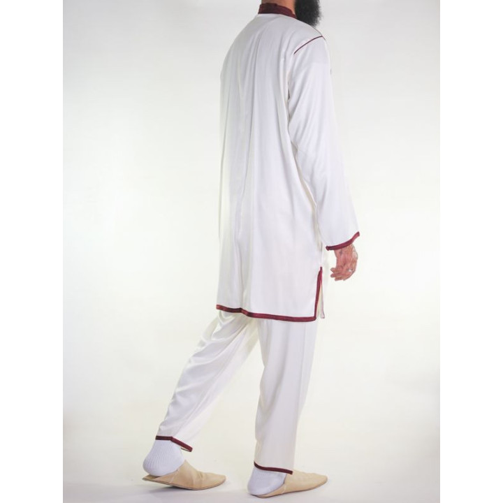 Jabador homme 2 Pièces - Blanc cassé avec broderie Grenat
