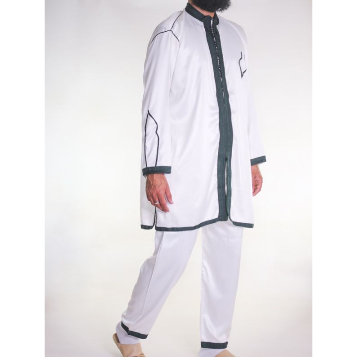Jabador homme 2 Pièces - Blanc cassé avec broderie Vert
