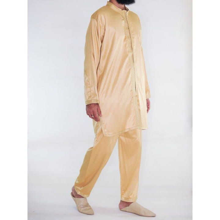 Jabador homme 2 Pièces - Bleu et broderie doré