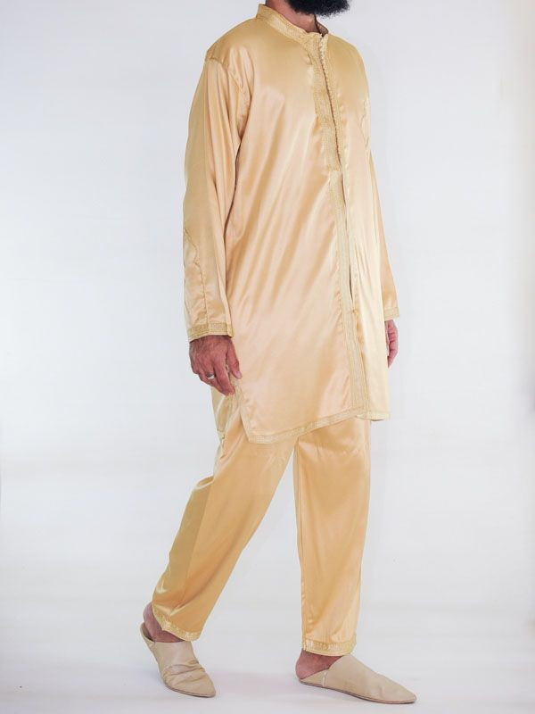 Jabador homme 2 Pièces - Bleu et broderie doré