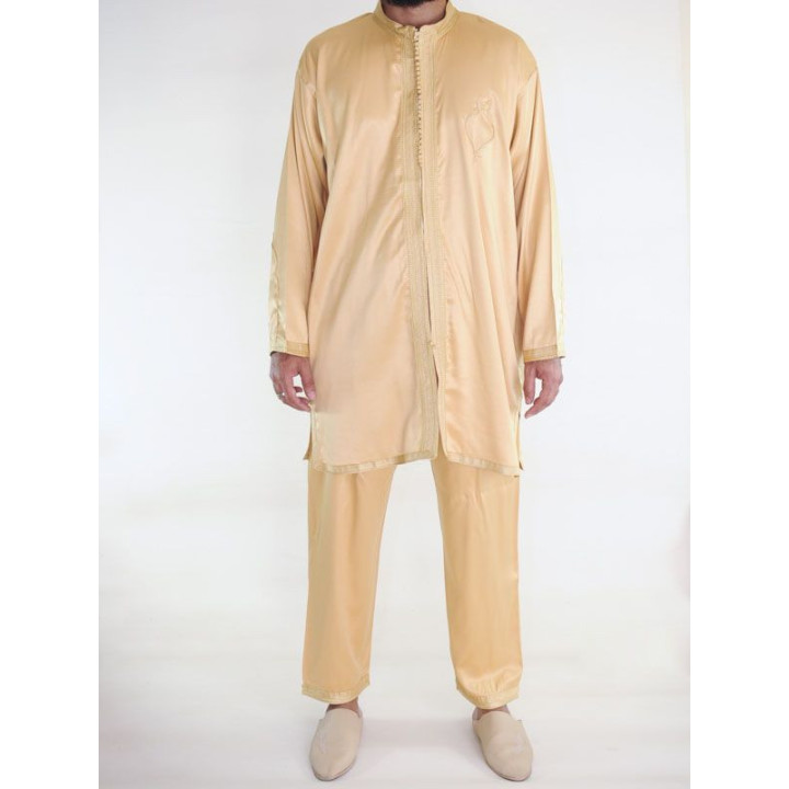 Jabador homme 2 Pièces - Bleu et broderie doré