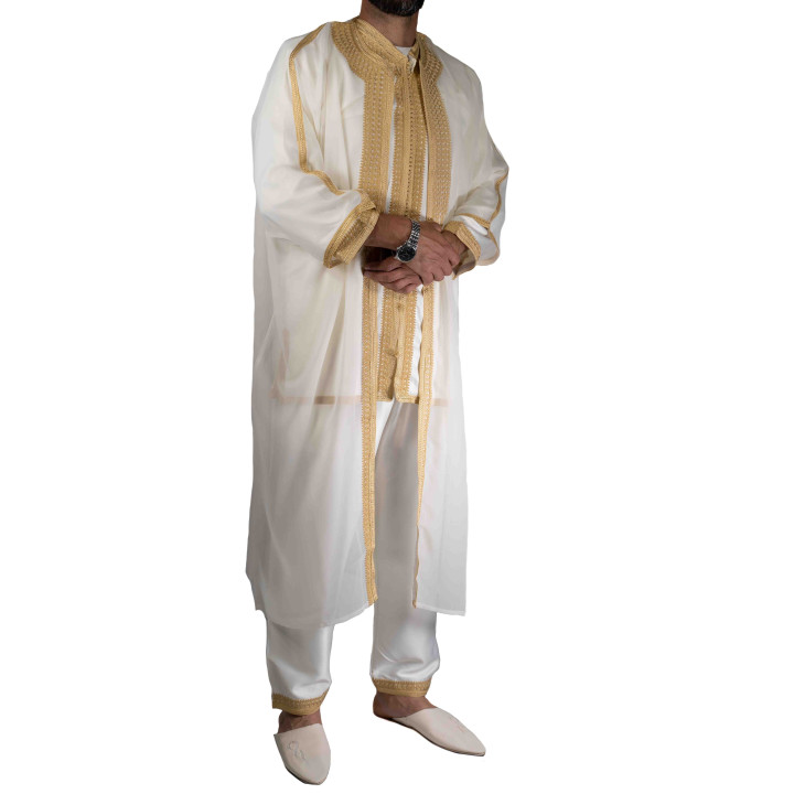 Jabador homme 3 Pièces - Blanc cassé et Doré