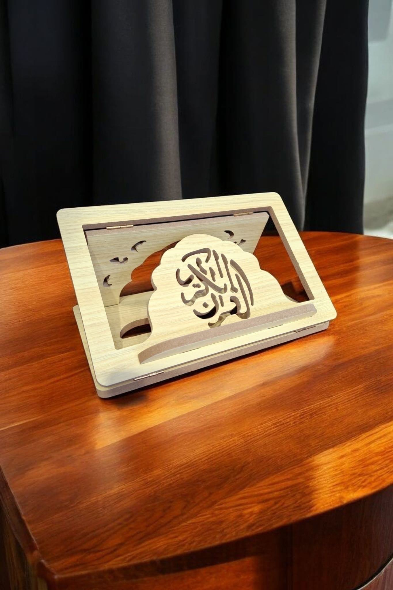 Porte coran tablette en bois beige