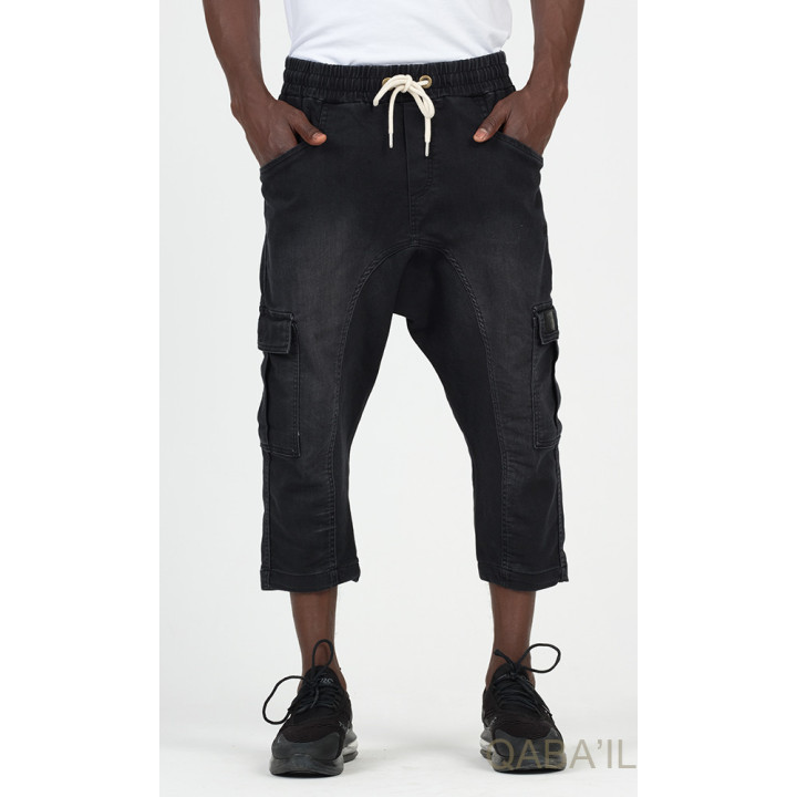Cargo court jean stretch 9114 noir - Qabail