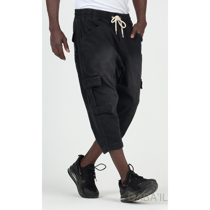 Cargo court jean stretch 9114 noir - Qabail