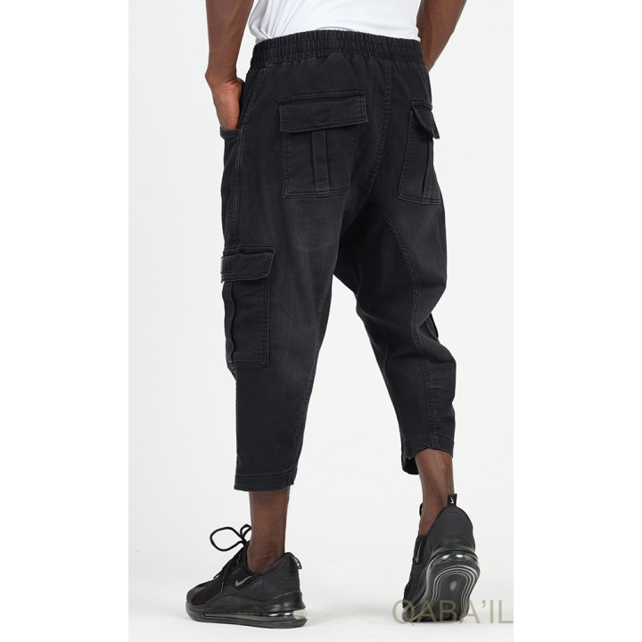 Cargo court jean stretch 9114 noir - Qabail