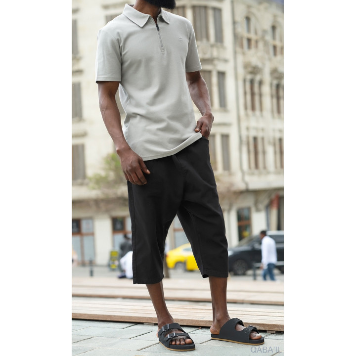 Bermuda coton stretch 5210 Noir - Qabail