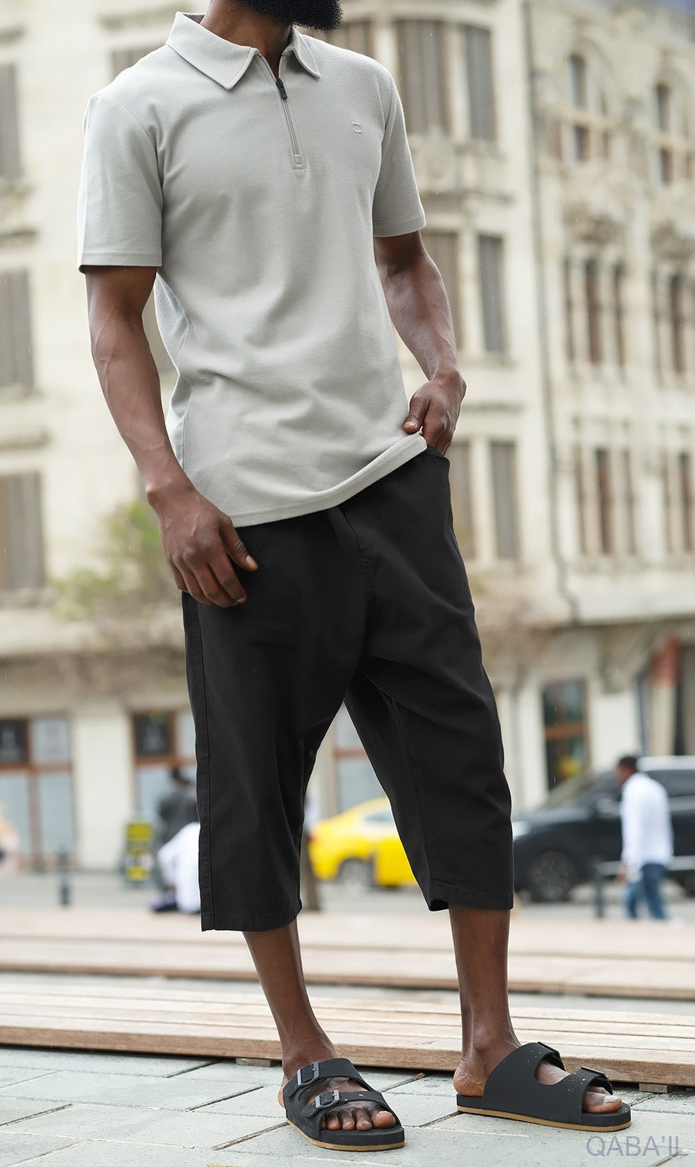 Bermuda coton stretch 5210 Noir - Qabail